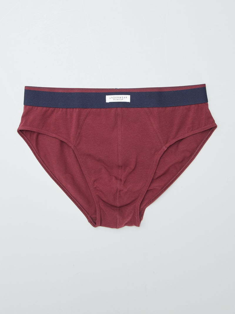 Lot de 3 slips imprimés Marine/bordeaux - Kiabi