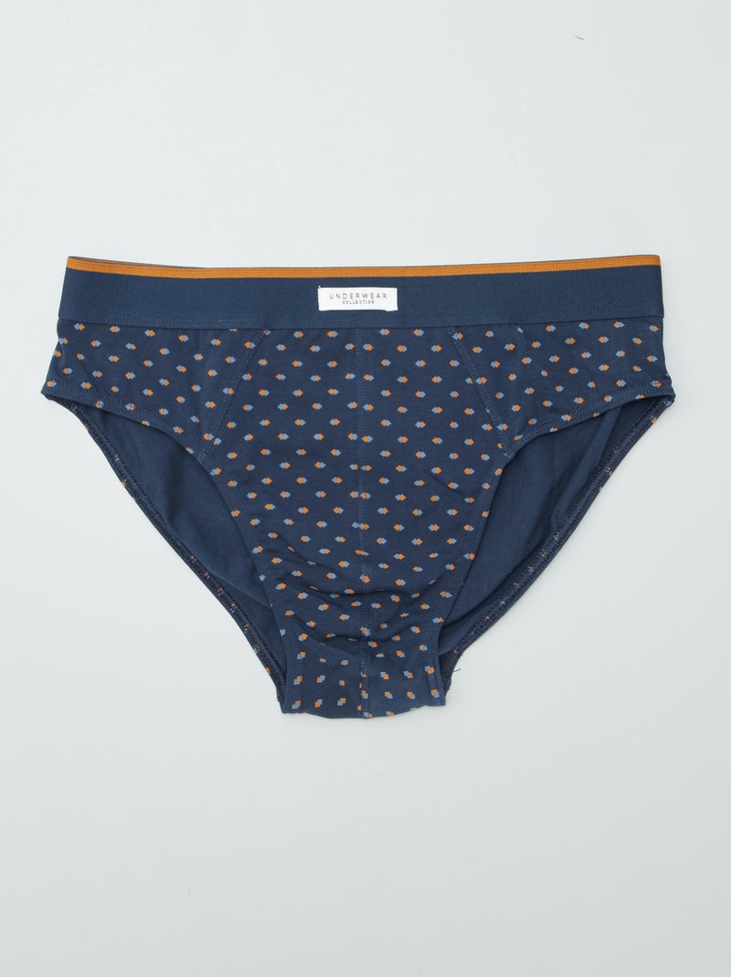 Lot de 3 slips imprimés Marine/camel - Kiabi