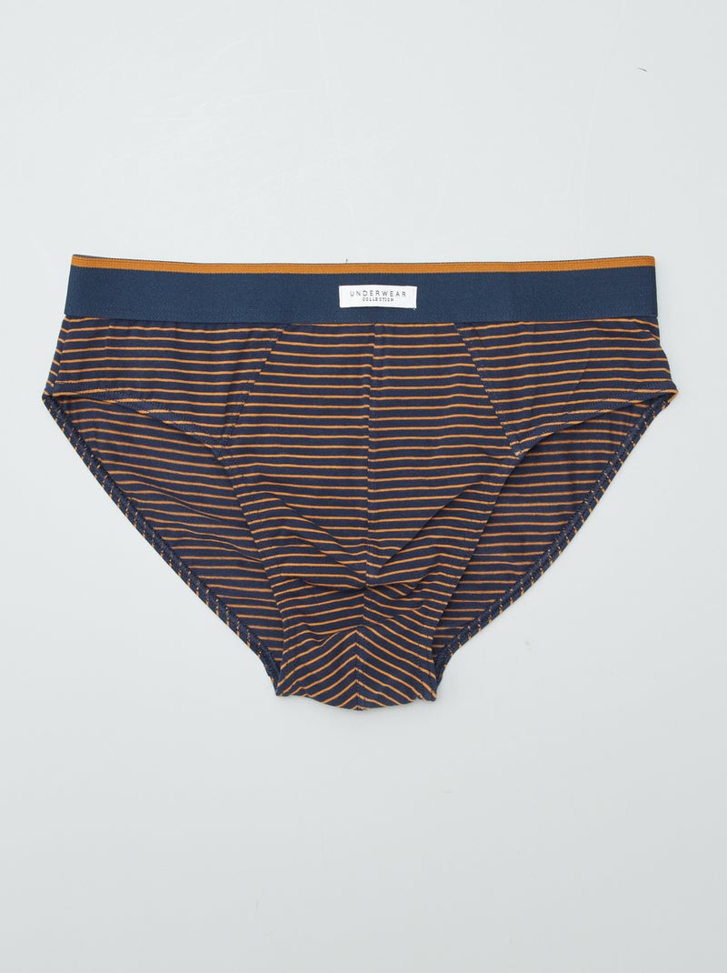 Lot de 3 slips imprimés Marine/camel - Kiabi