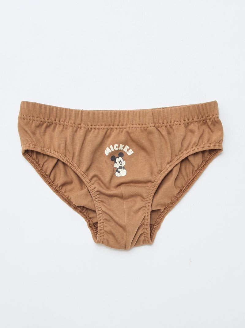 Lot de 3 slips 'Mickey' en coton Marron - Kiabi