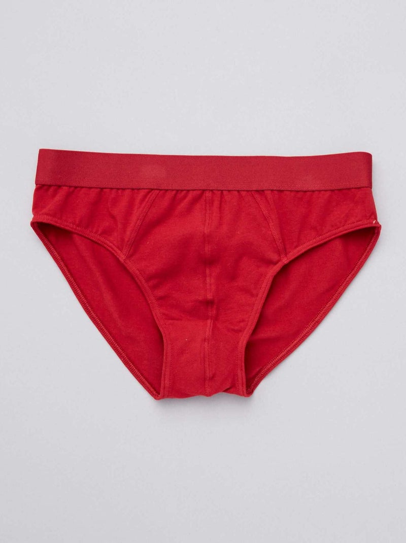 Lot de 3 slips unis bleu gris rouge - Kiabi