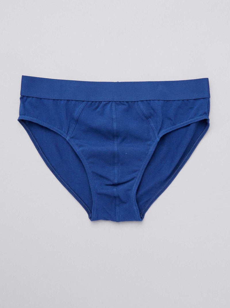 Lot de 3 slips unis bleu gris rouge - Kiabi