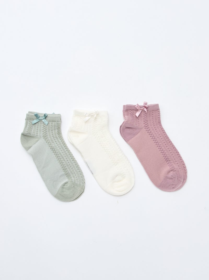 Lot de 3 socquettes à volants Vert - Kiabi