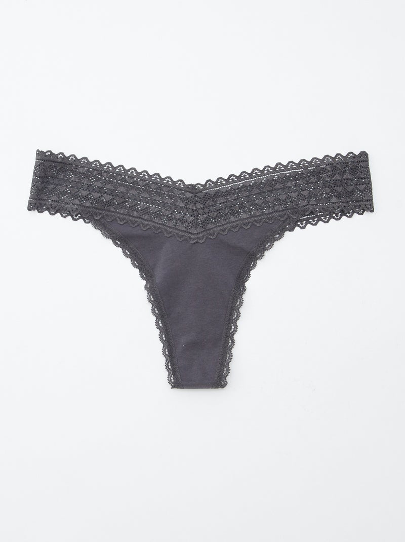 Lot de 3 strings coton et dentelle ROSE - Kiabi