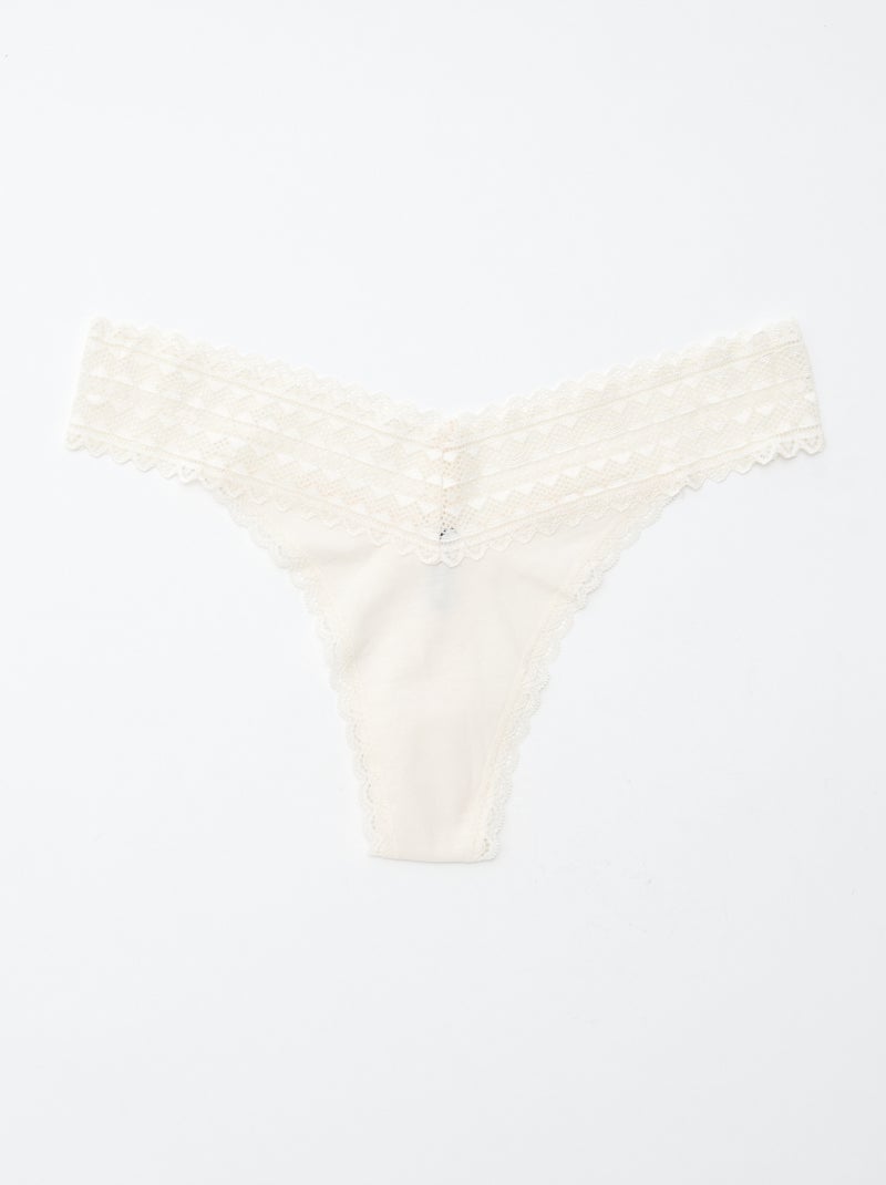 Lot de 3 strings coton et dentelle ROSE - Kiabi