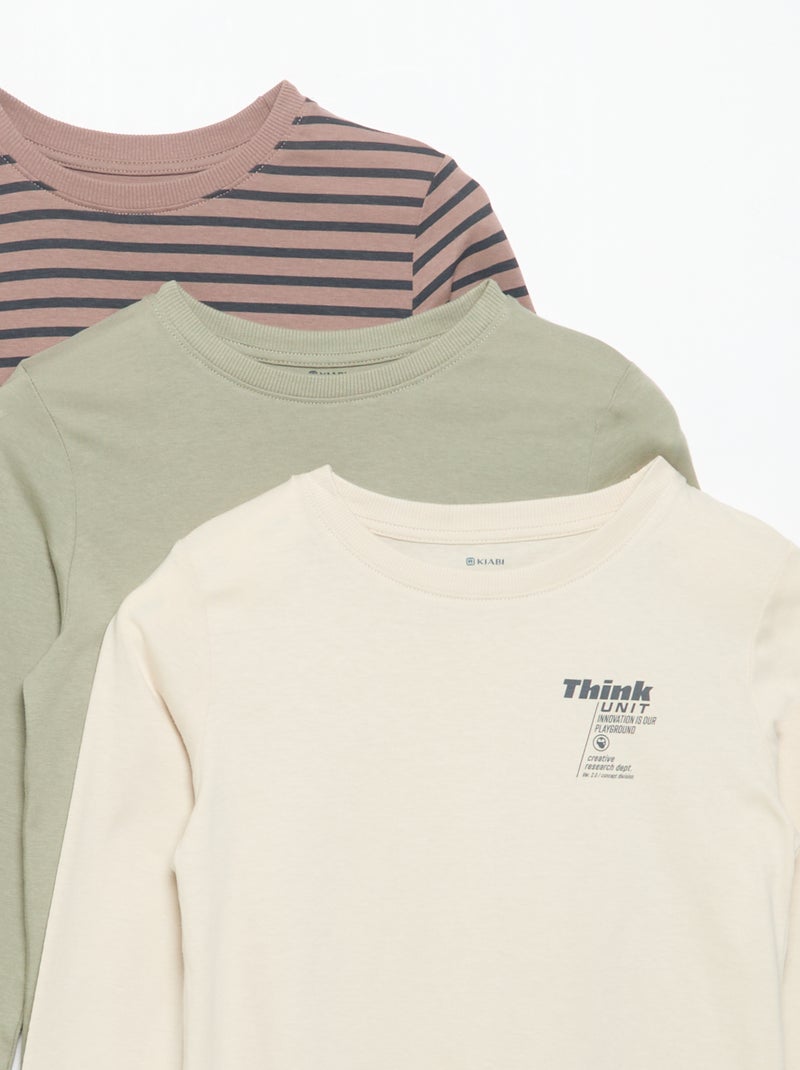 Lot de 3 T-shirts à manches longues Beige - Kiabi