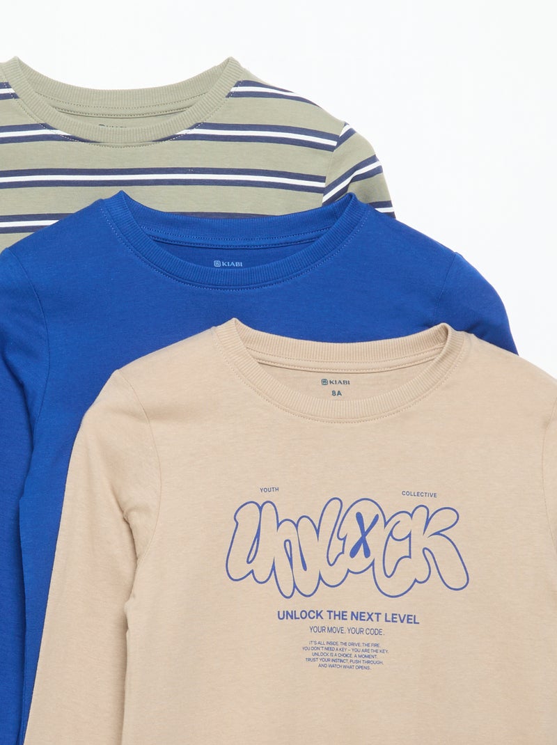 Lot de 3 T-shirts à manches longues Beige - Kiabi