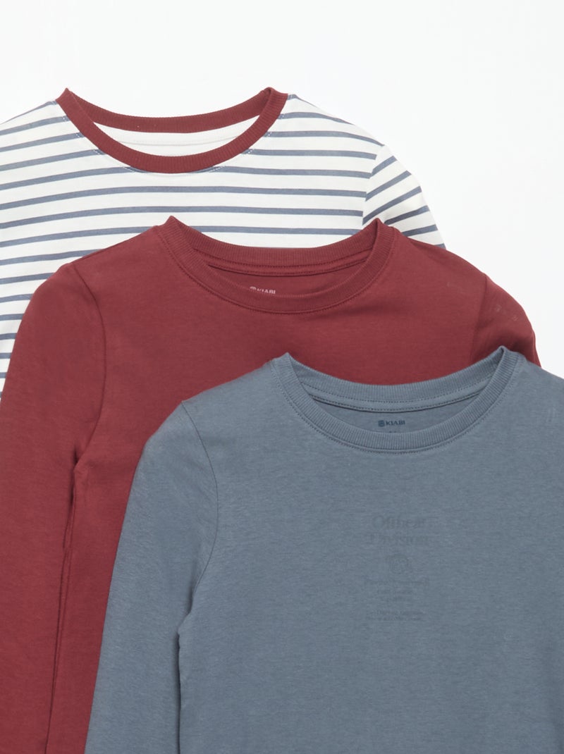 Lot de 3 T-shirts à manches longues Bleu - Kiabi