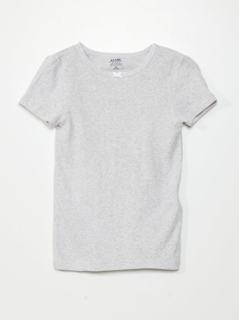 Lot de 3 t-shirts en maille pointelle Blanc/gris - Kiabi