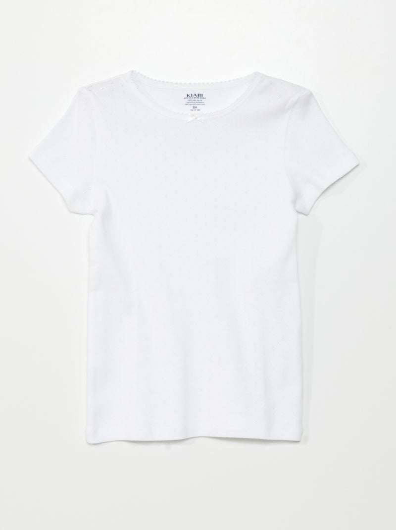 Lot de 3 t-shirts en maille pointelle Blanc/gris - Kiabi