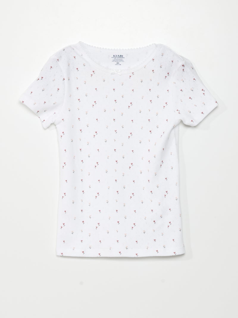 Lot de 3 t-shirts en maille pointelle Blanc/gris - Kiabi