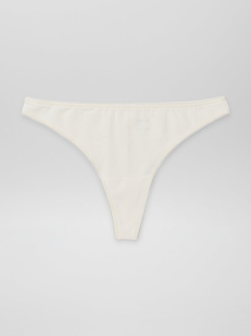 Lot de 3 tangas en coton Ecru/gris/noir - Kiabi