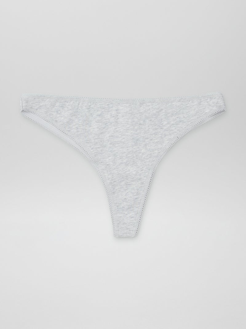 Lot de 3 tangas en coton Ecru/gris/noir - Kiabi