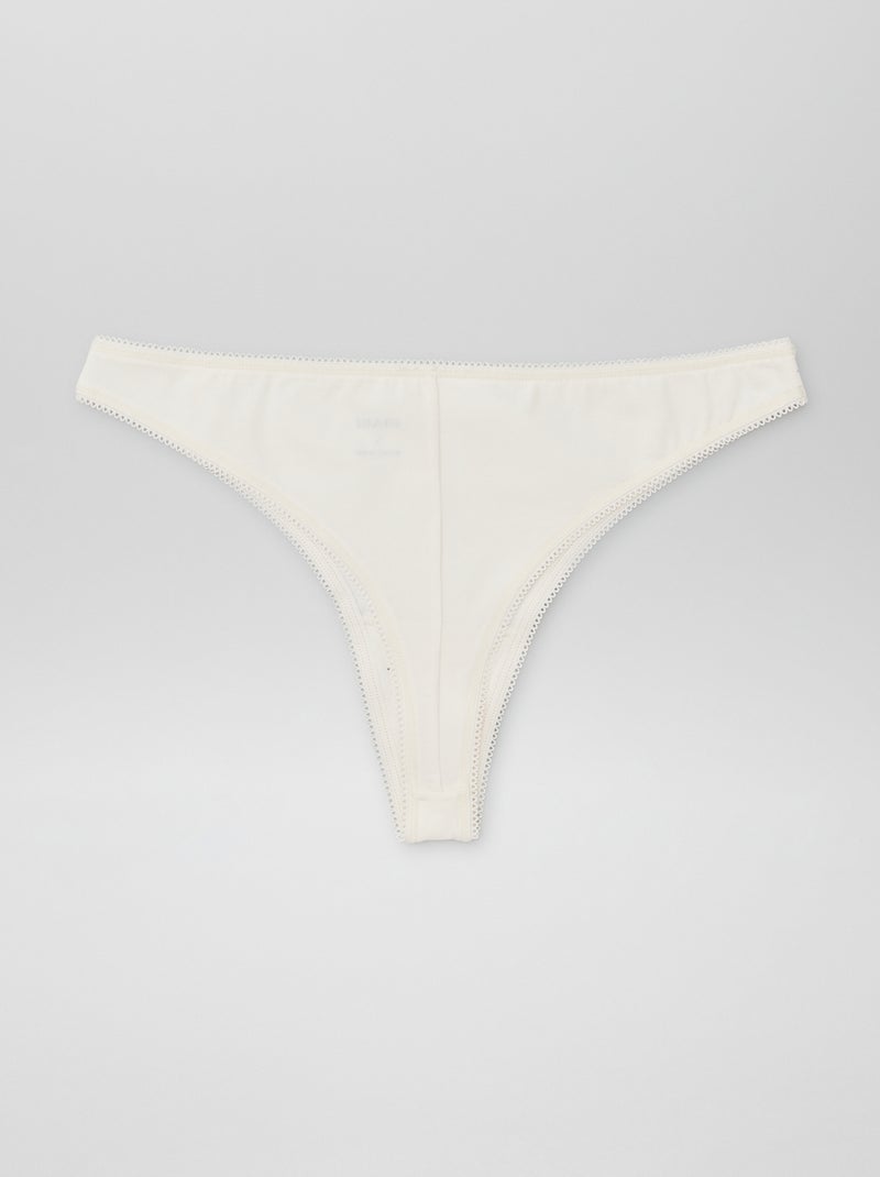 Lot de 3 tangas en coton Ecru/gris/noir - Kiabi