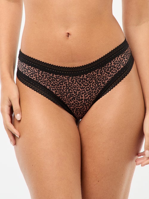 Lot de 3 tangas en microfibre imprimé - Kiabi