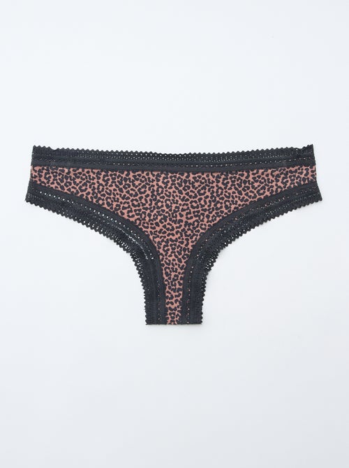 Lot de 3 tangas en microfibre imprimé - Kiabi