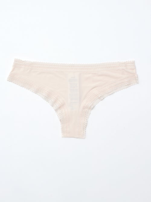 Lot de 3 tangas en microfibre imprimé - Kiabi