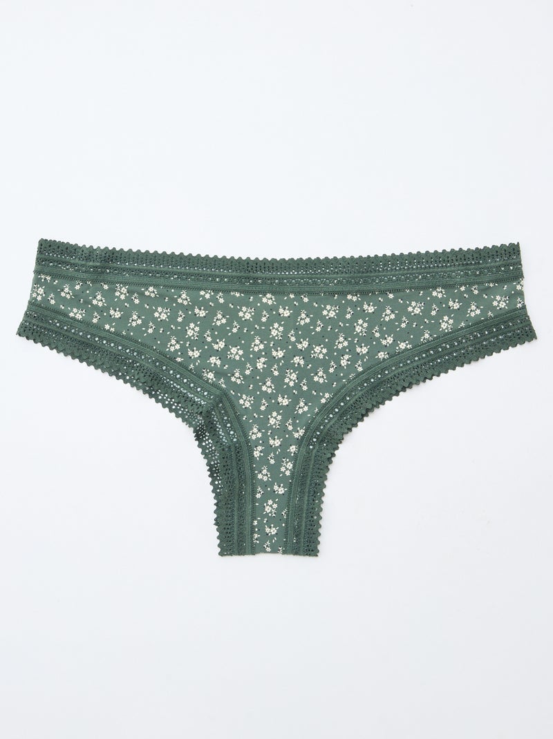 Lot de 3 tangas en microfibre imprimé Vert/blanc/rose - Kiabi