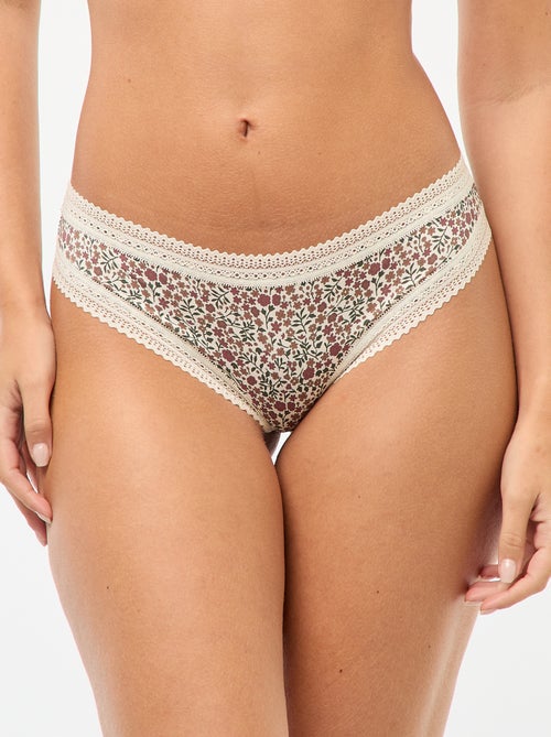 Lot de 3 tangas en microfibre imprimé - Kiabi