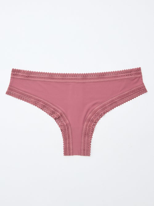 Lot de 3 tangas en microfibre imprimé - Kiabi