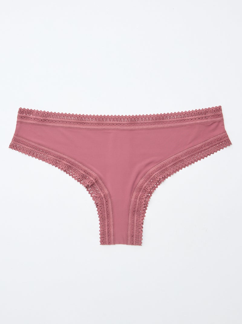 Lot de 3 tangas en microfibre imprimé Vert/blanc/rose - Kiabi