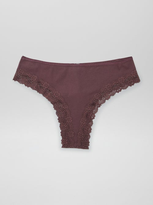 Lot de 3 tangas maille côtelée - Kiabi