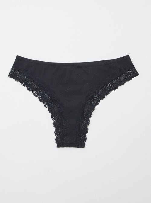 Lot de 3 tangas maille côtelée - Kiabi