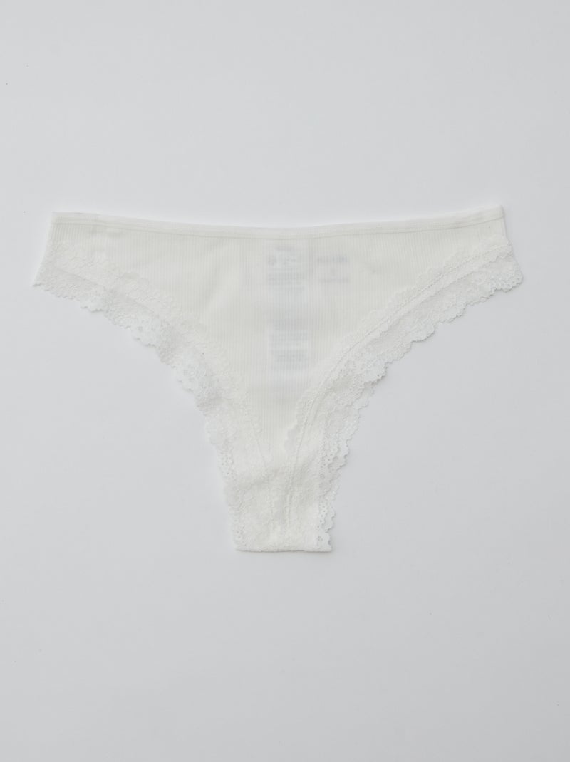 Lot de 3 tangas maille côtelée GRIS - Kiabi