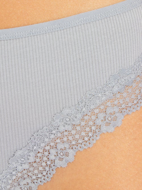 Lot de 3 tangas maille côtelée - Kiabi