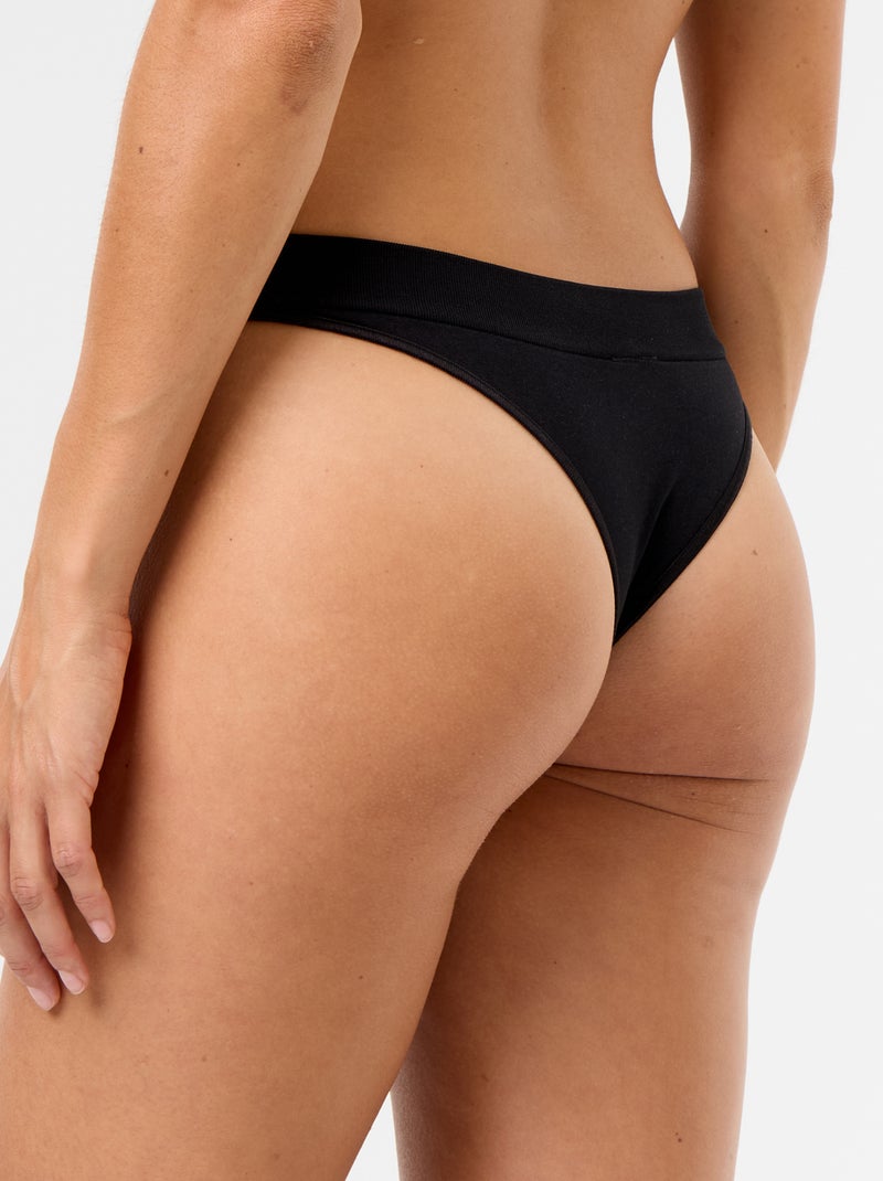 Lot de 3 tangas sans couture Noir - Kiabi