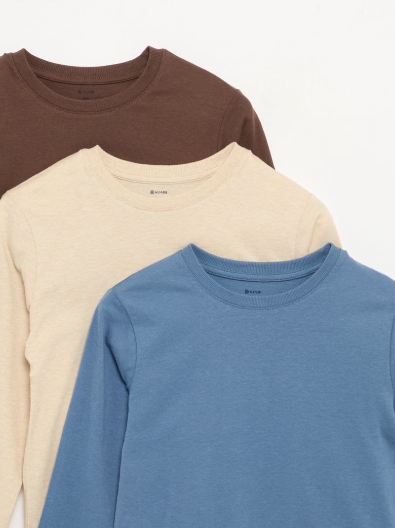 Lot de 3 tee-shirts unis Marron - Kiabi