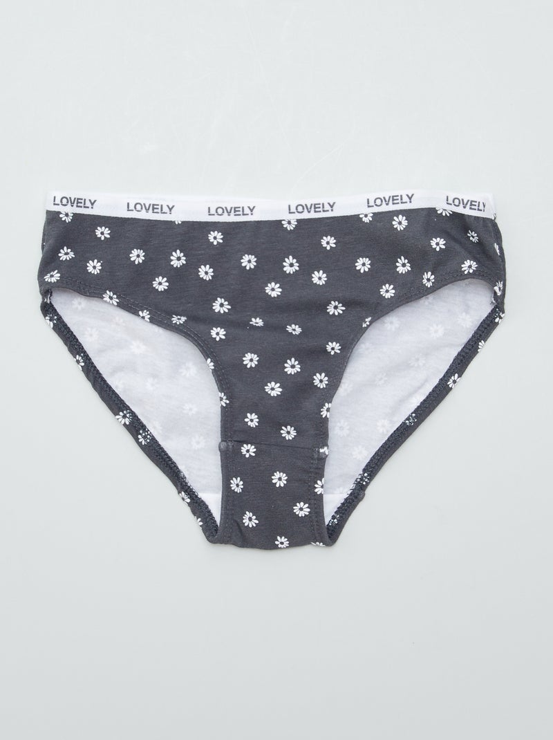 Lot de 4 culottes imprimées Gris - Kiabi