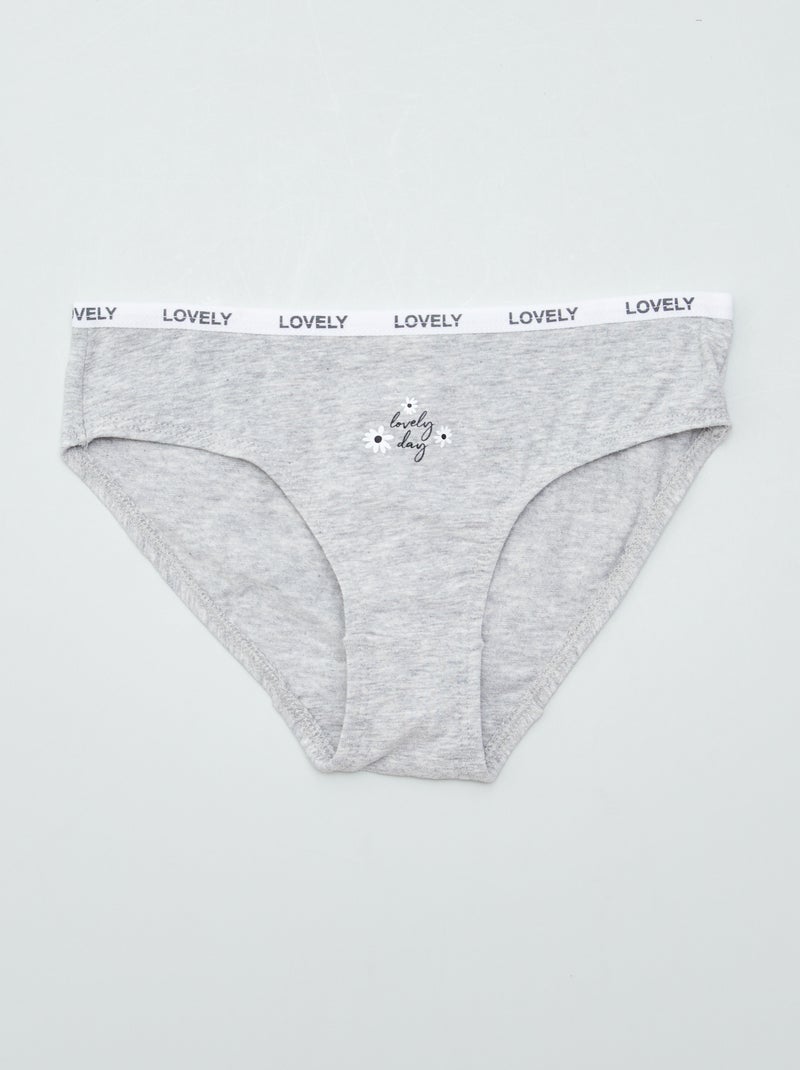 Lot de 4 culottes imprimées Gris - Kiabi