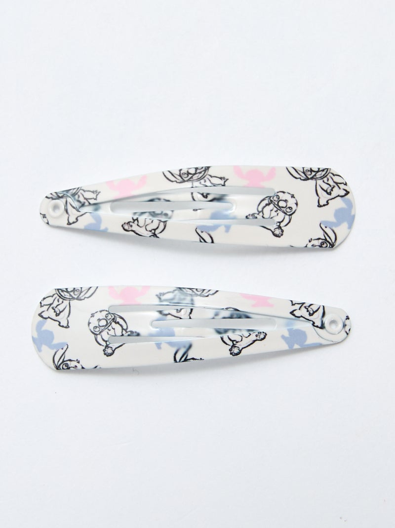 Lot de 4 pinces + 2 élastiques 'Stitch' Bleu - Kiabi