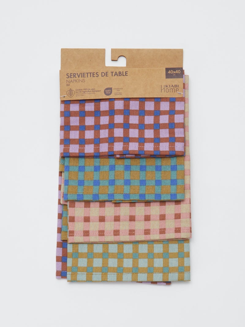 Lot de 4 serviettes de table 40 x 40 cm Multicolor - Kiabi