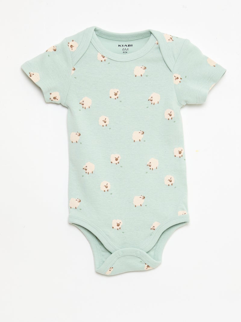 Lot de 5 bodies manches courtes en coton Bleu - Kiabi