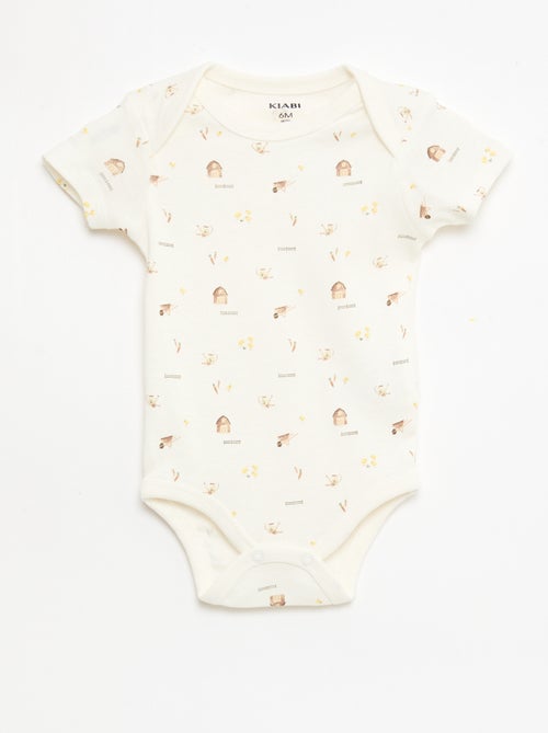 Lot de 5 bodies manches courtes en coton - Kiabi