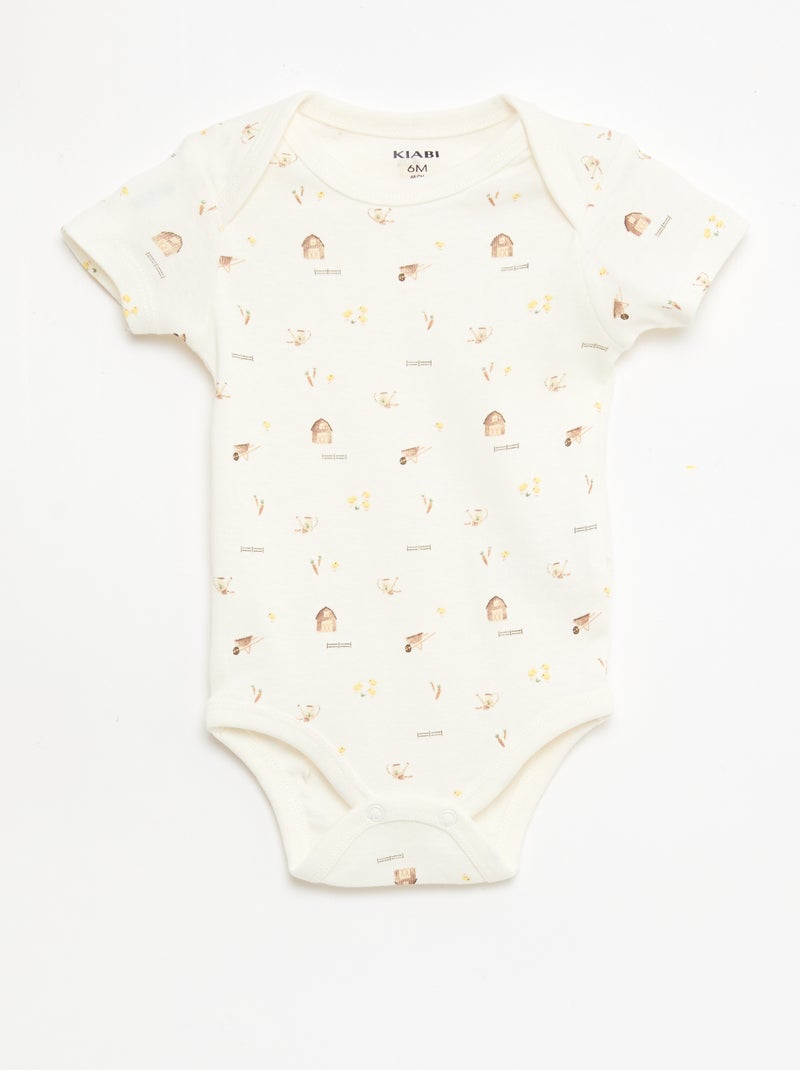 Lot de 5 bodies manches courtes en coton Bleu - Kiabi