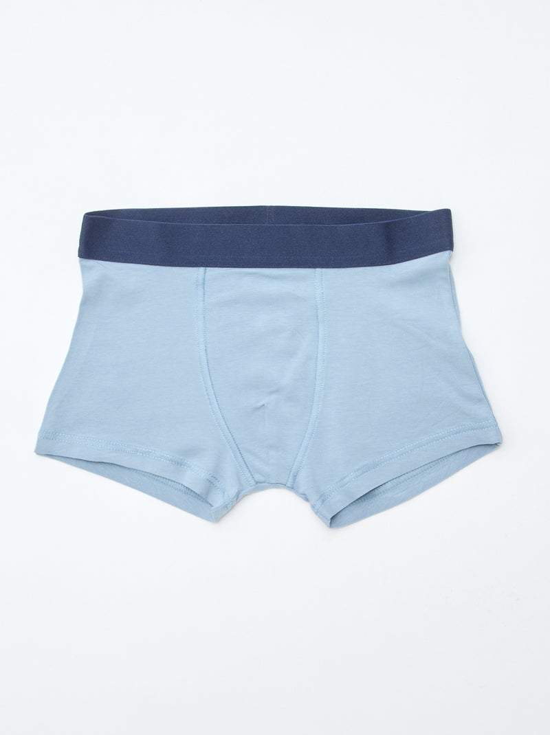 Lot de 5 boxers unis unis et imprimés Bleu - Kiabi