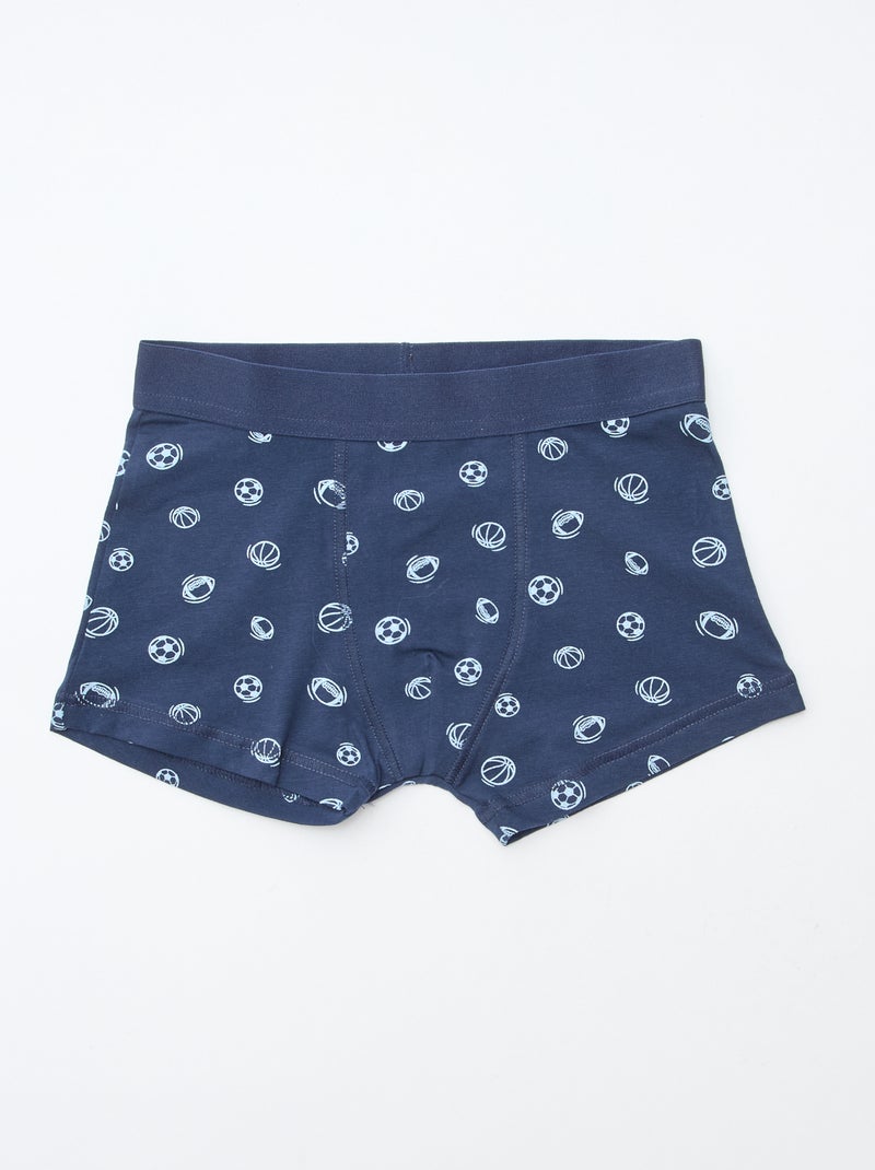 Lot de 5 boxers unis unis et imprimés Bleu - Kiabi