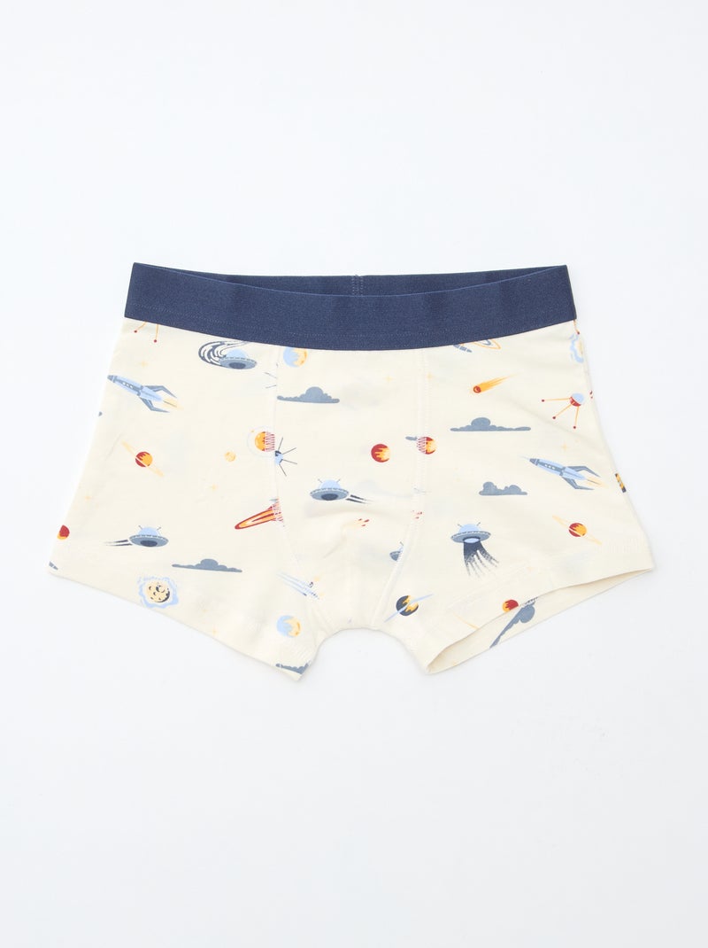 Lot de 5 boxers unis unis et imprimés Bleu - Kiabi