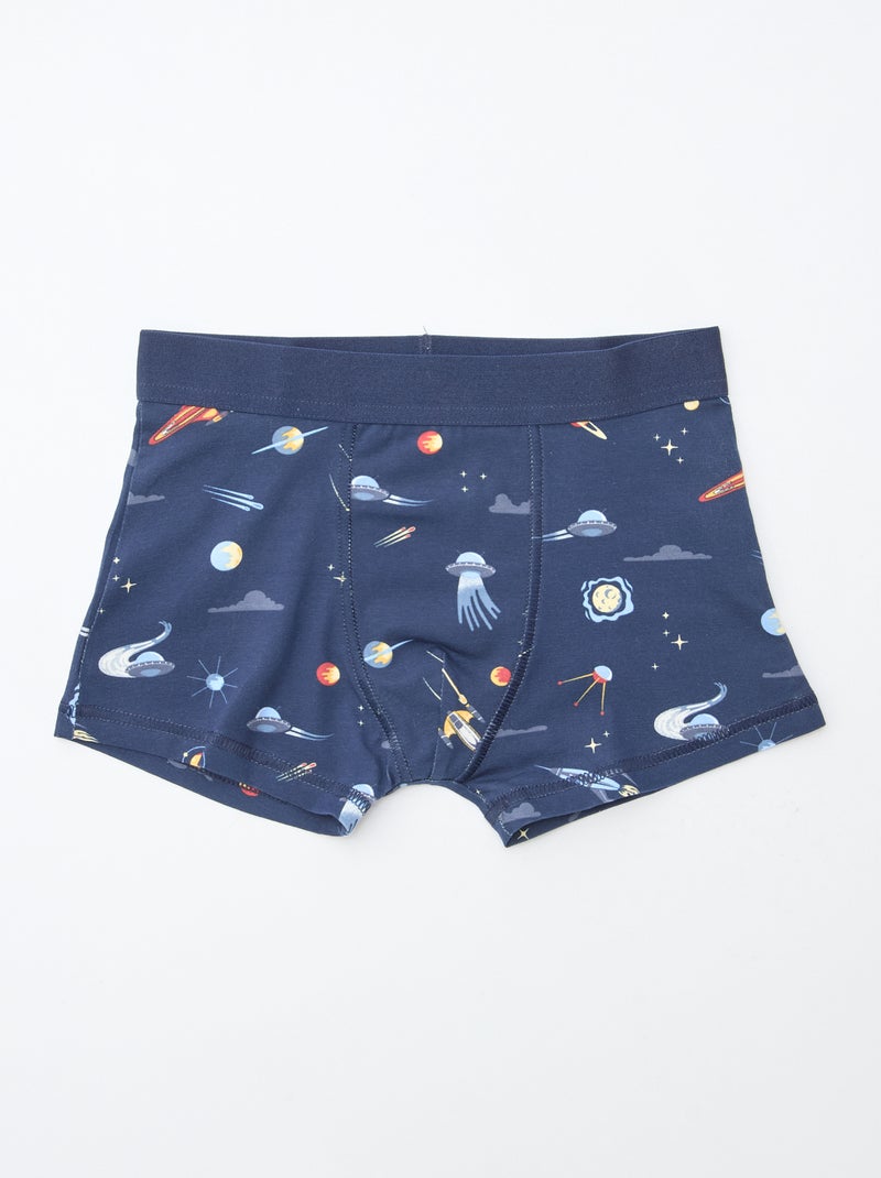 Lot de 5 boxers unis unis et imprimés Bleu - Kiabi
