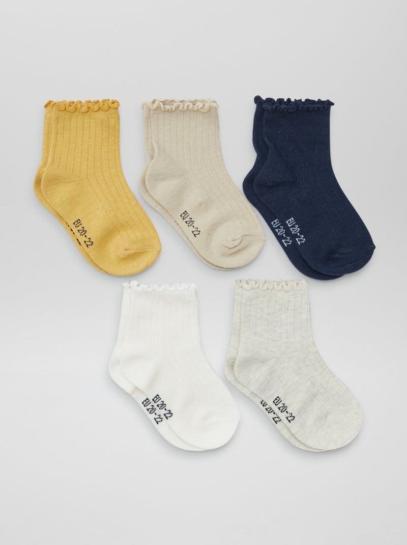 Lot de 5 chaussettes à volants Bleu marine - Kiabi