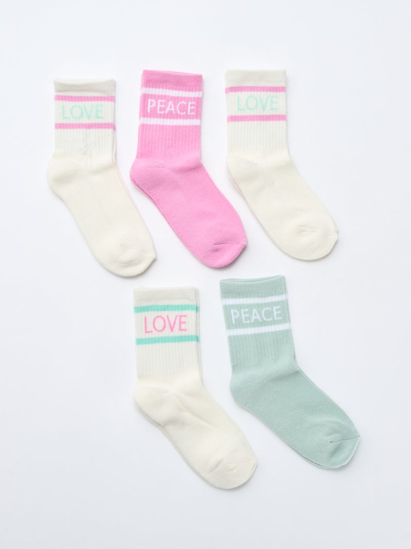 Lot de 5 chaussettes chaudes Rose/vert - Kiabi