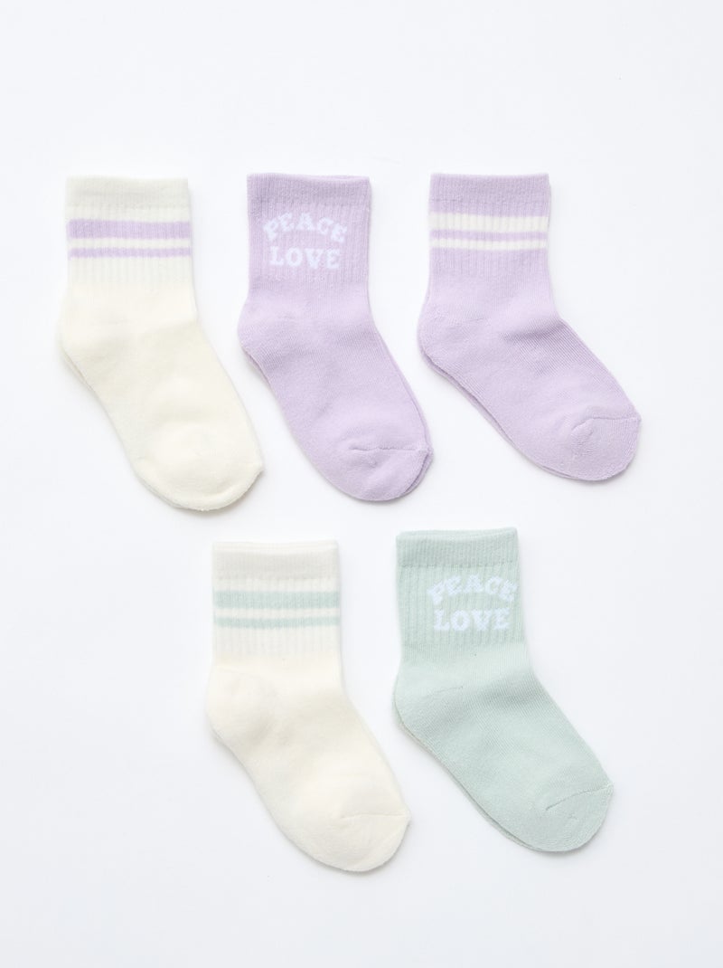 Lot de 5 chaussettes chaudes Violet - Kiabi