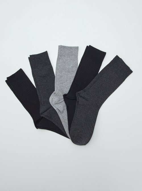 Lot de 5 chaussettes côtelées - Kiabi