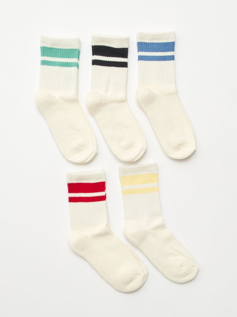 Lot de 5 chaussettes en coton Blanc - Kiabi