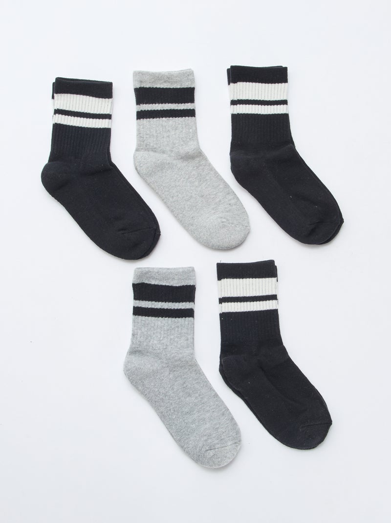 Lot de 5 chaussettes en coton Noir - Kiabi