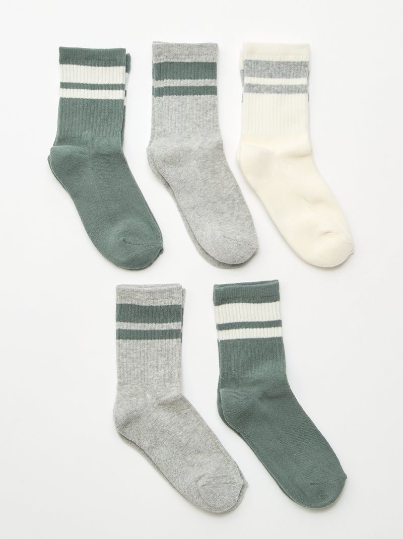 Lot de 5 chaussettes en coton Vert - Kiabi