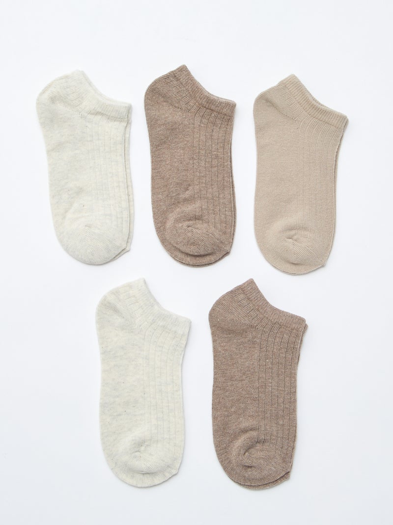 Lot de 5 chaussettes invisibles Beige - Kiabi